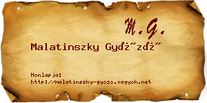 Malatinszky Győző névjegykártya